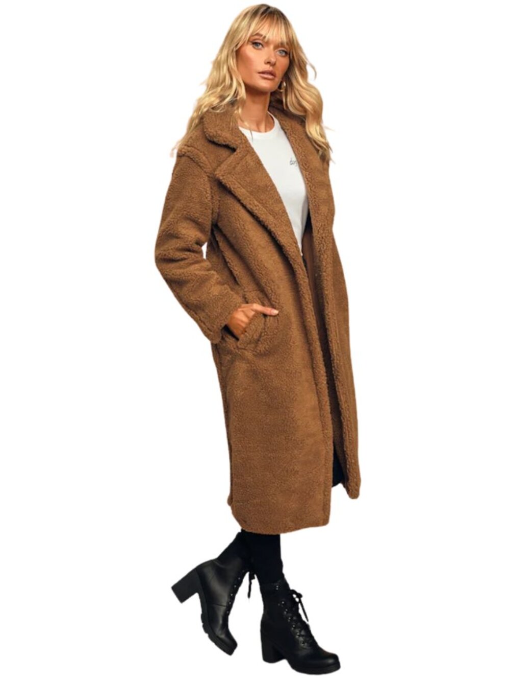 BB Dakota Paddington Brown Longline Teddy Coat Size XS - Picture 2 of 5
